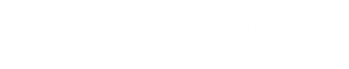 El logotipo de Hostinger presenta texto estilizado con una flecha y líneas, que representan velocidad y eficiencia.