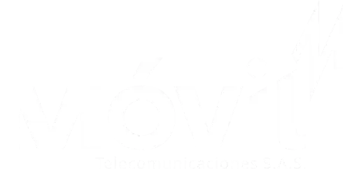 Logotipo en texto blanco sobre fondo negro con la palabra "MÓVIL" en letra grande y texto adicional debajo parcialmente oculto. El logotipo tiene una línea en zigzag que se extiende desde la letra "L".